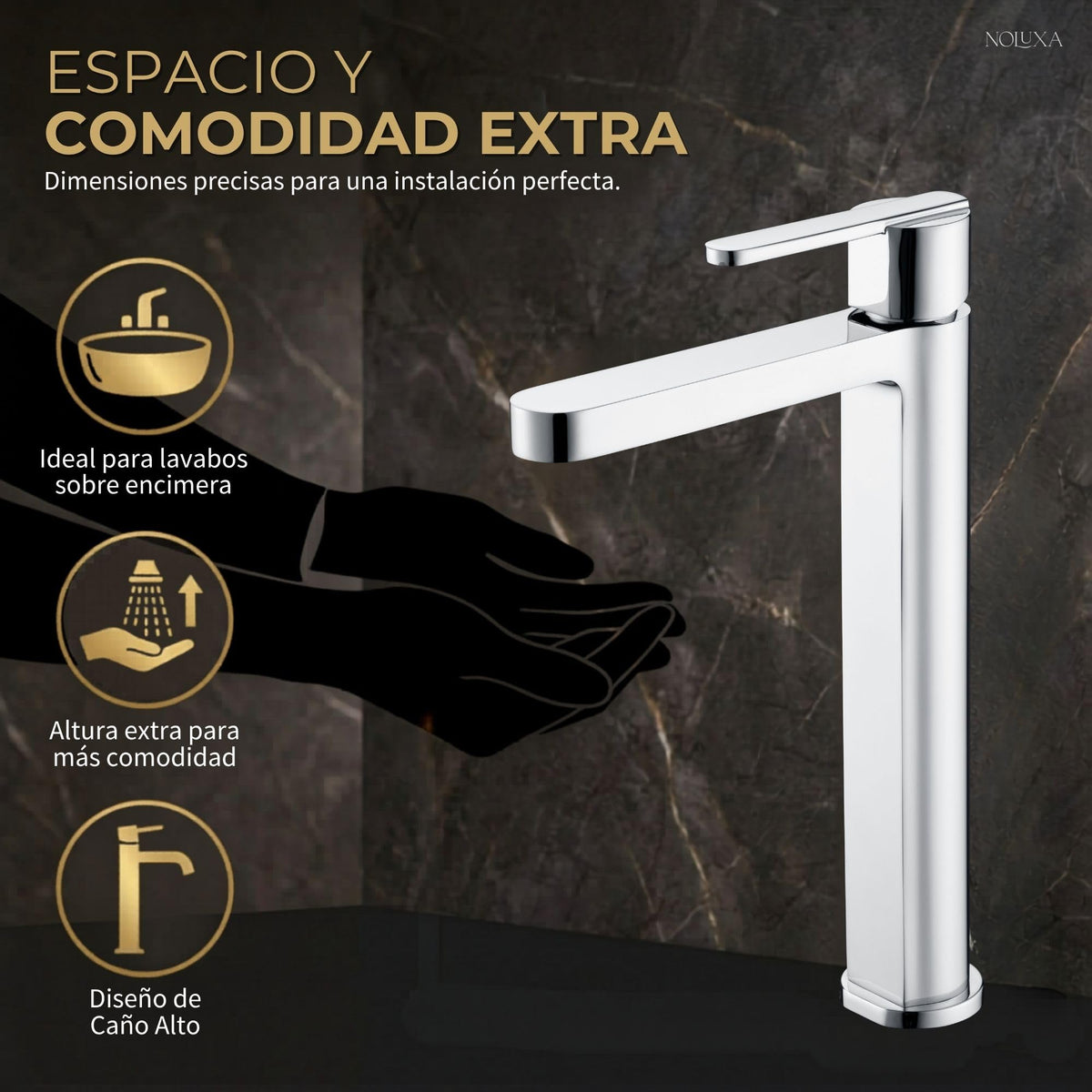 GRIFO LAVABO CAÑO ALTO MONOMANDO SERIE ROMA