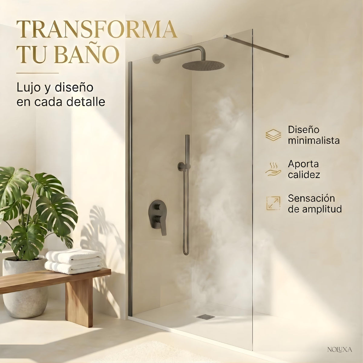 MAMPARA FIJA TRANSPARENTE SERIE SCREEN 8MM - Black Gun Metal