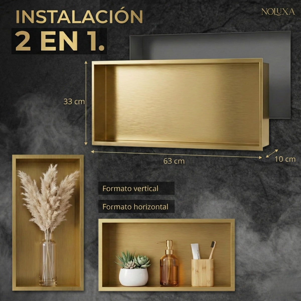 HORNACINA RECTANGULAR 63X33CM CON LUZ LED SERIE OCEANIC