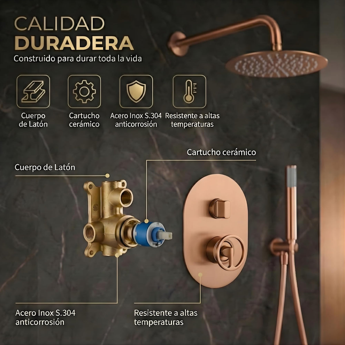 DUCHA EMPOTRADA MONOMANDO SERIE VESUBIO