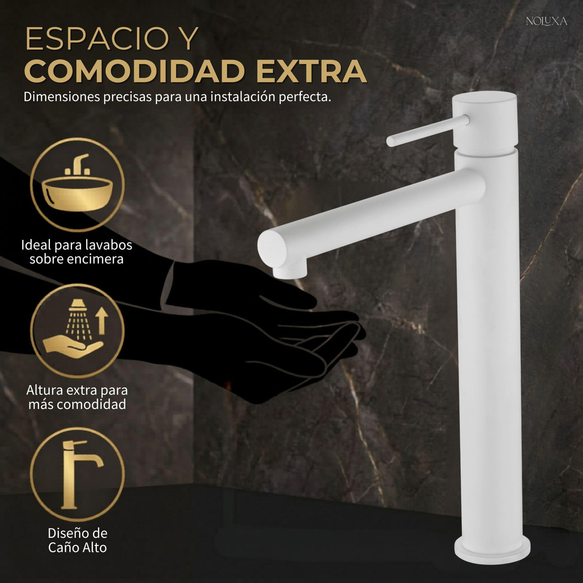 MONOMANDO LAVABO ALTO MILOS STICK Blanco Mate