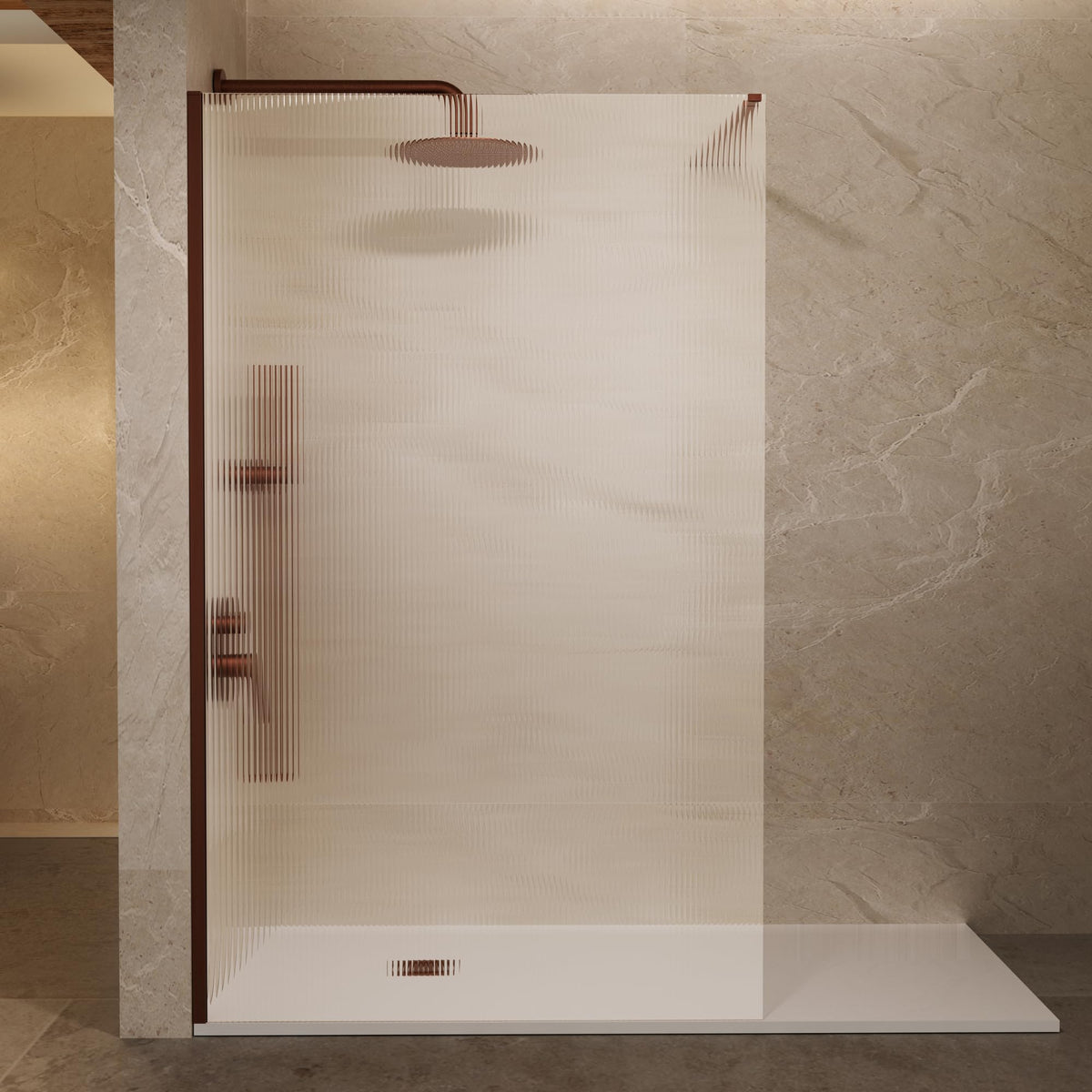MAMPARA FIJO SCREEN WAVES 100 x 200 cm Oro Rosa Cepillado