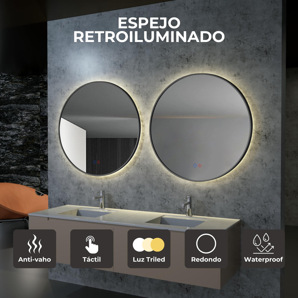 ESPEJO FUN 80 Negro Mate