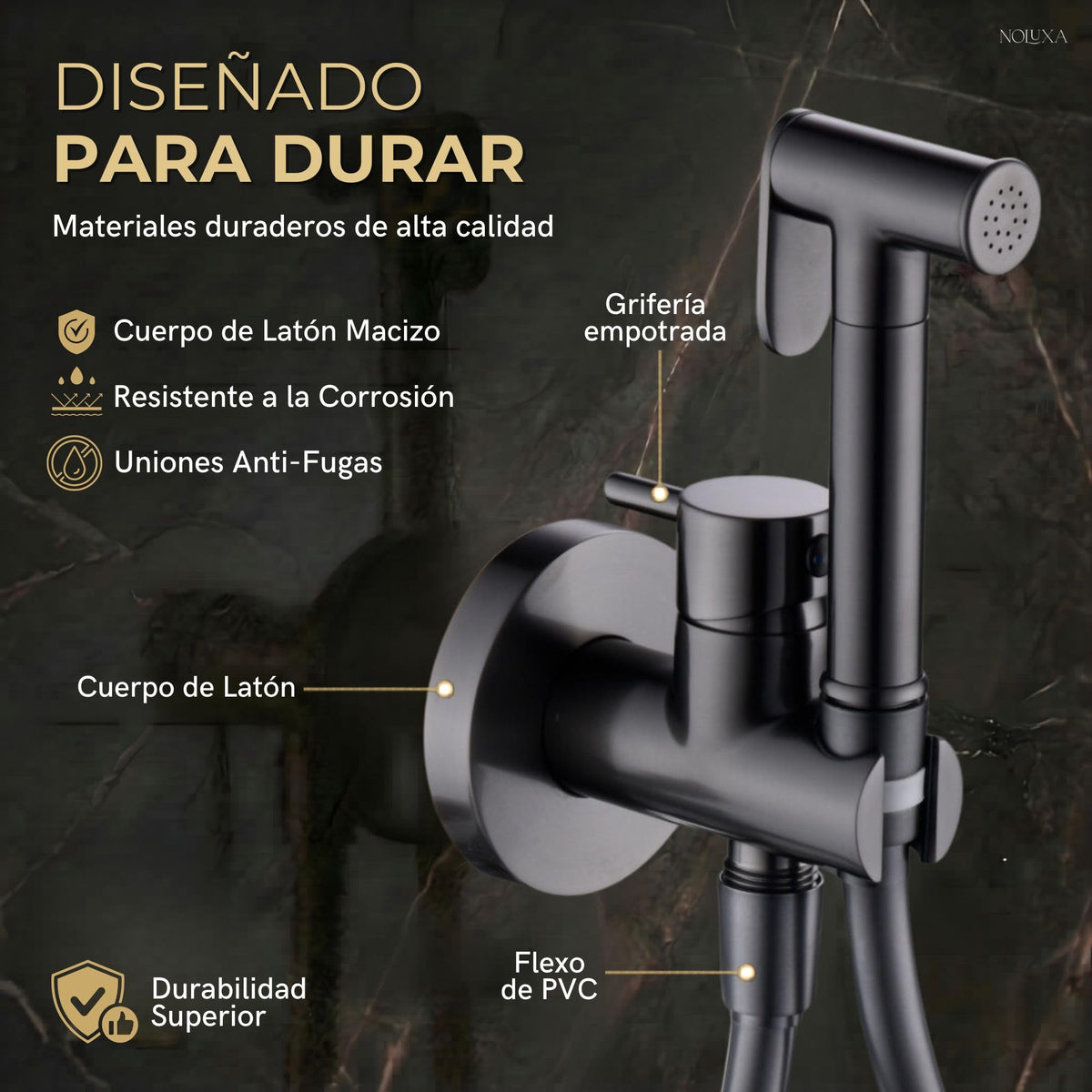 GRIFO EMPOTRADO DE BIDÉ MÚNICH SERIE MÚNICH Black Gun Metal