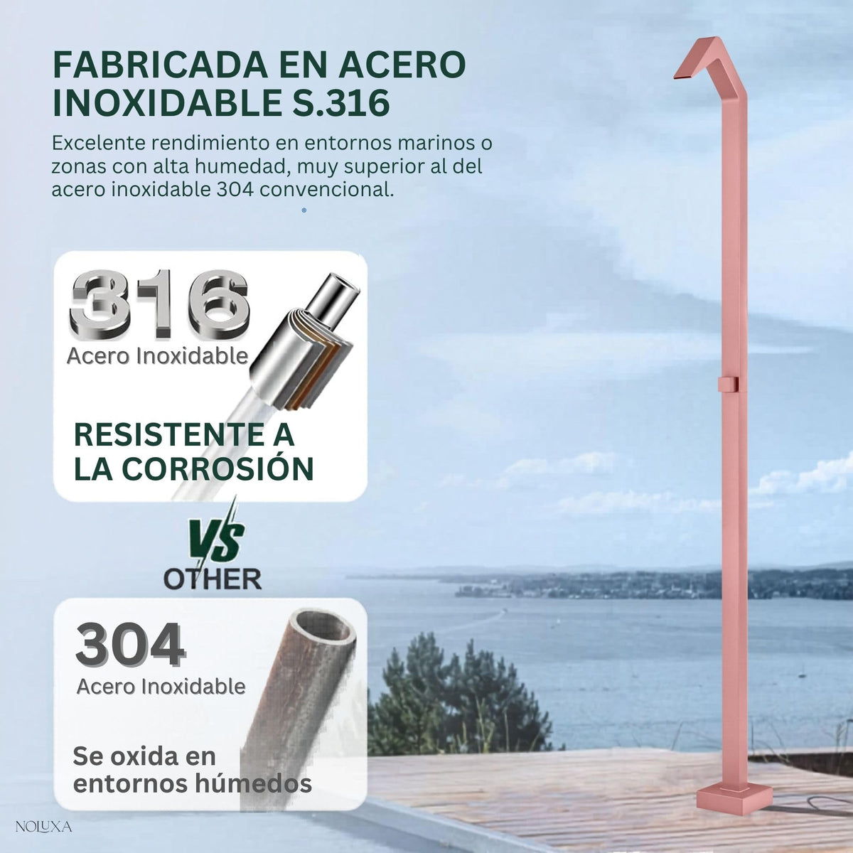 DUCHA PISCINA EXTERIOR EN ACERO INOX. S.316 SERIE NIAGARA