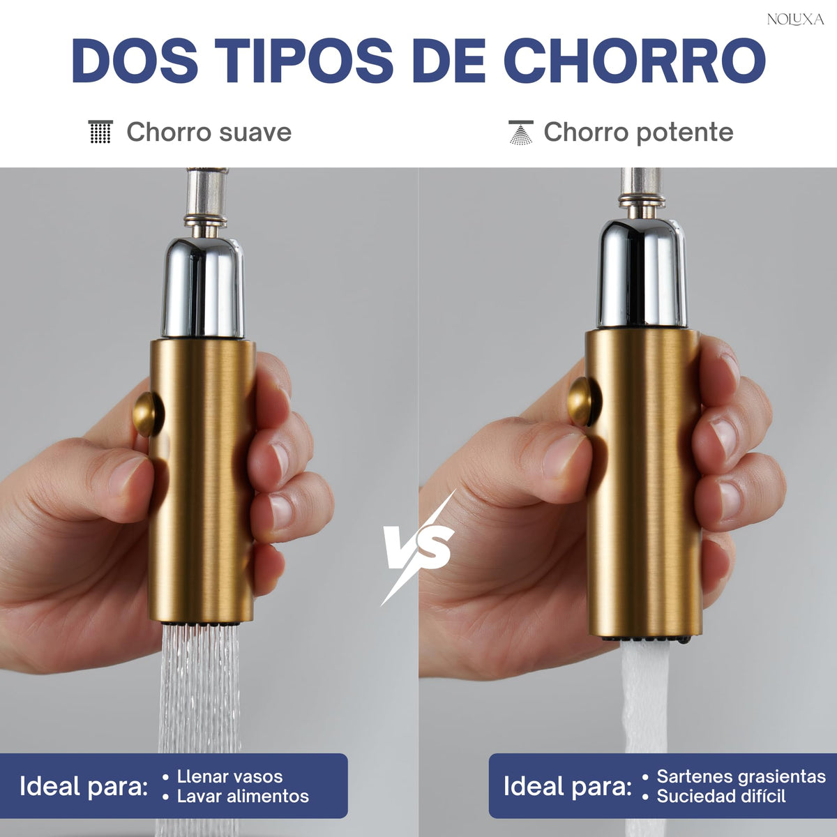 GRIFO DE COCINA EXTRAÍBLE CON DIFUSOR SERIE NIZA
