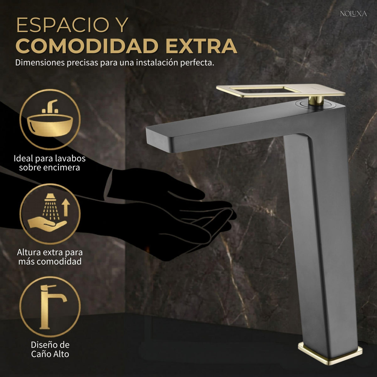 GRIFO LAVABO CAÑO ALTO MONOMANDO SERIE SUECIA