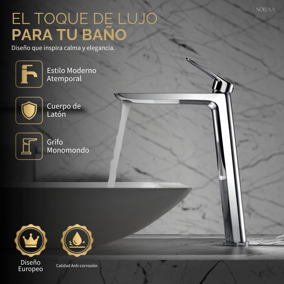 GRIFO LAVABO CAÑO ALTO MONOMANDO SERIE BELGICA