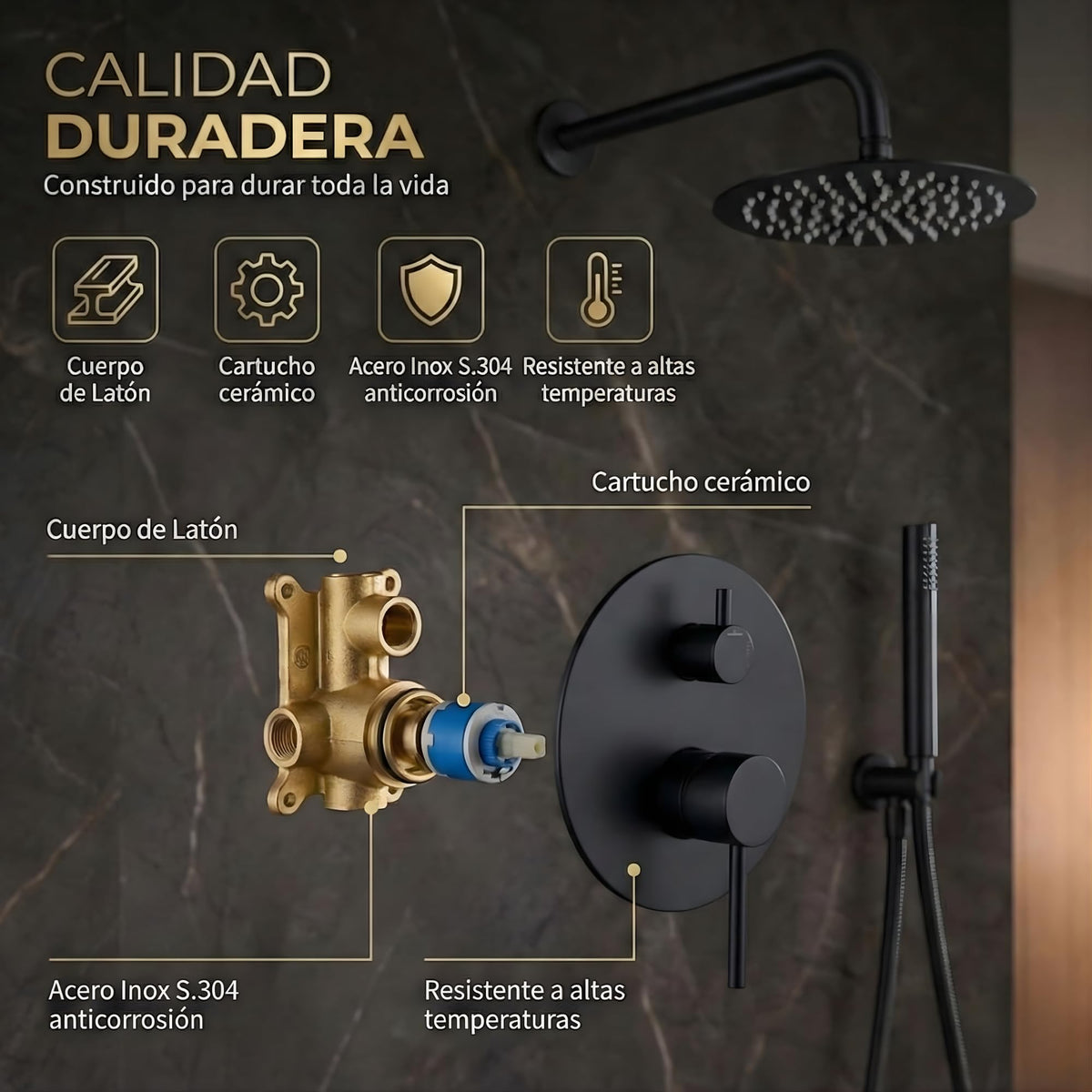 DUCHA EMPOTRADA MONOMANDO SERIE TÍVOLI