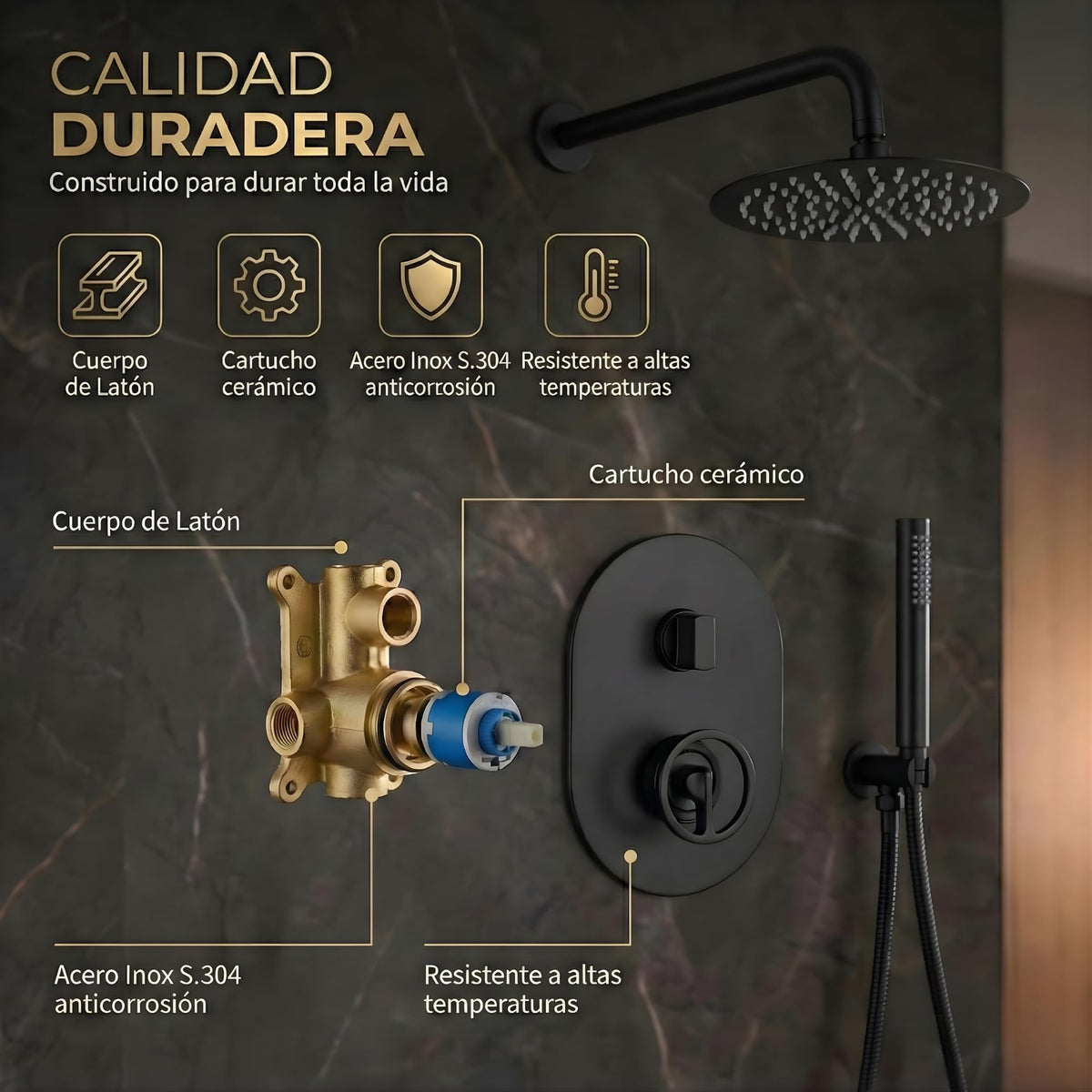 DUCHA EMPOTRADA MONOMANDO SERIE OLIMPO