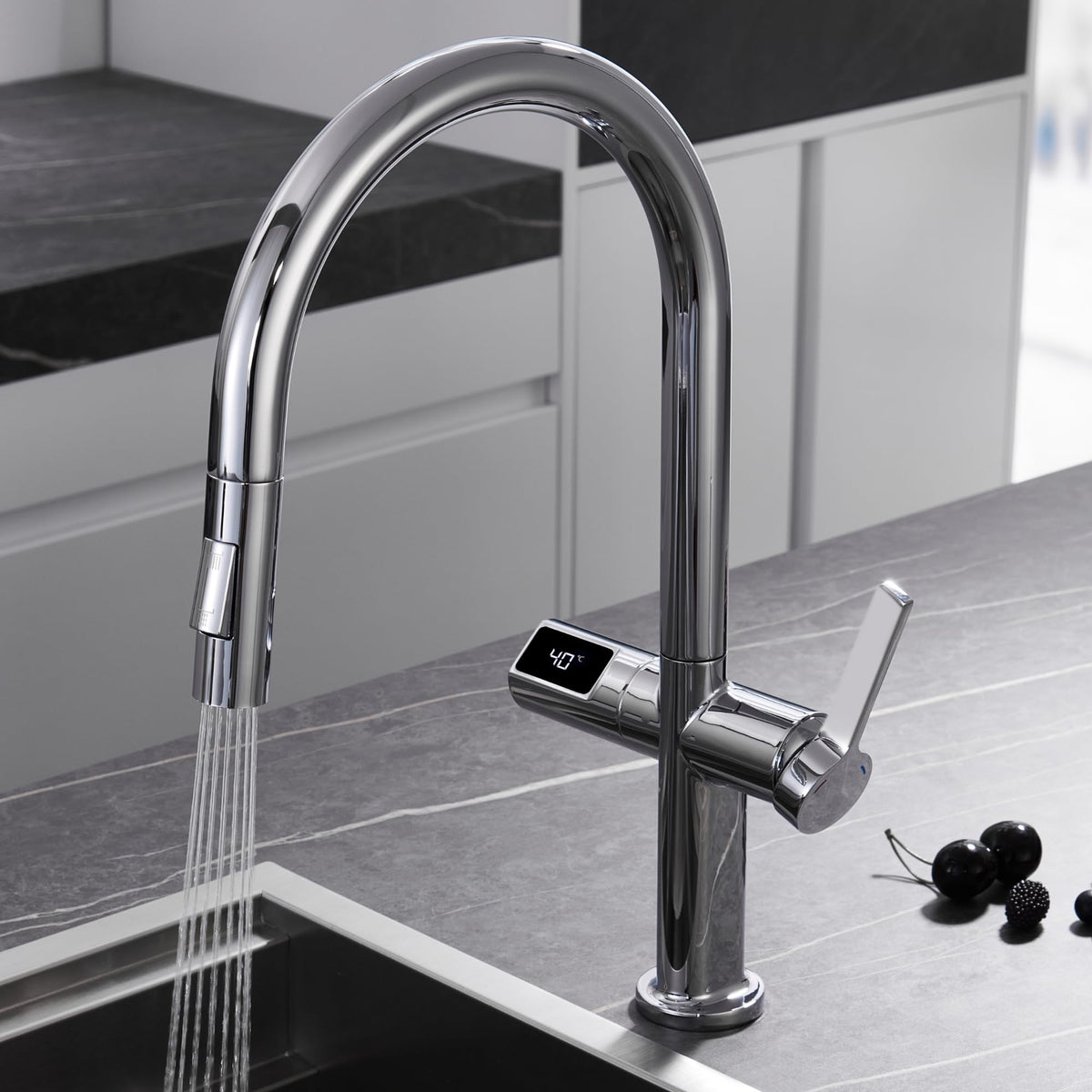 GRIFO DE COCINA EXTRAÍBLE CON DIFUSOR SERIE TURÍN