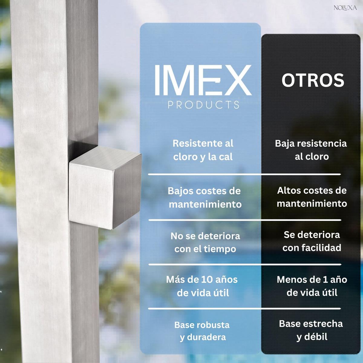 DUCHA PISCINA EXTERIOR EN ACERO INOX. S.316 SERIE NIAGARA