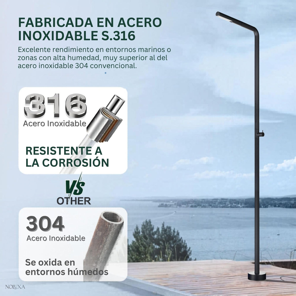 DUCHA PISCINA EXTERIOR EN ACERO INOX. S.316 SERIE TEXAS