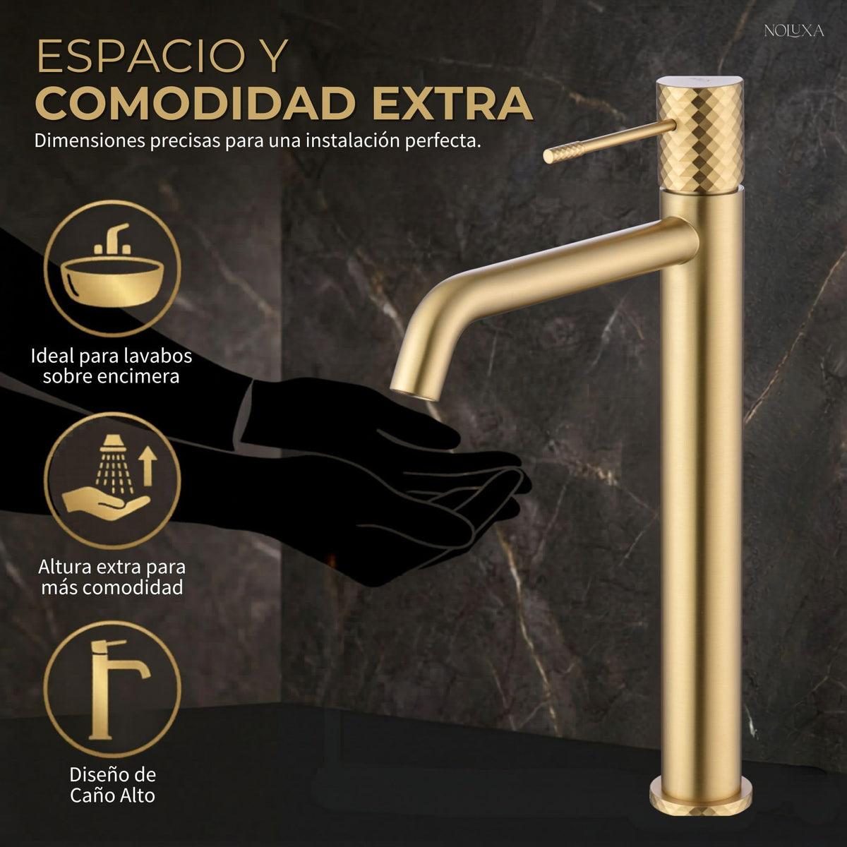 GRIFO LAVABO CAÑO ALTO MONOMANDO SERIE GÉNOVA