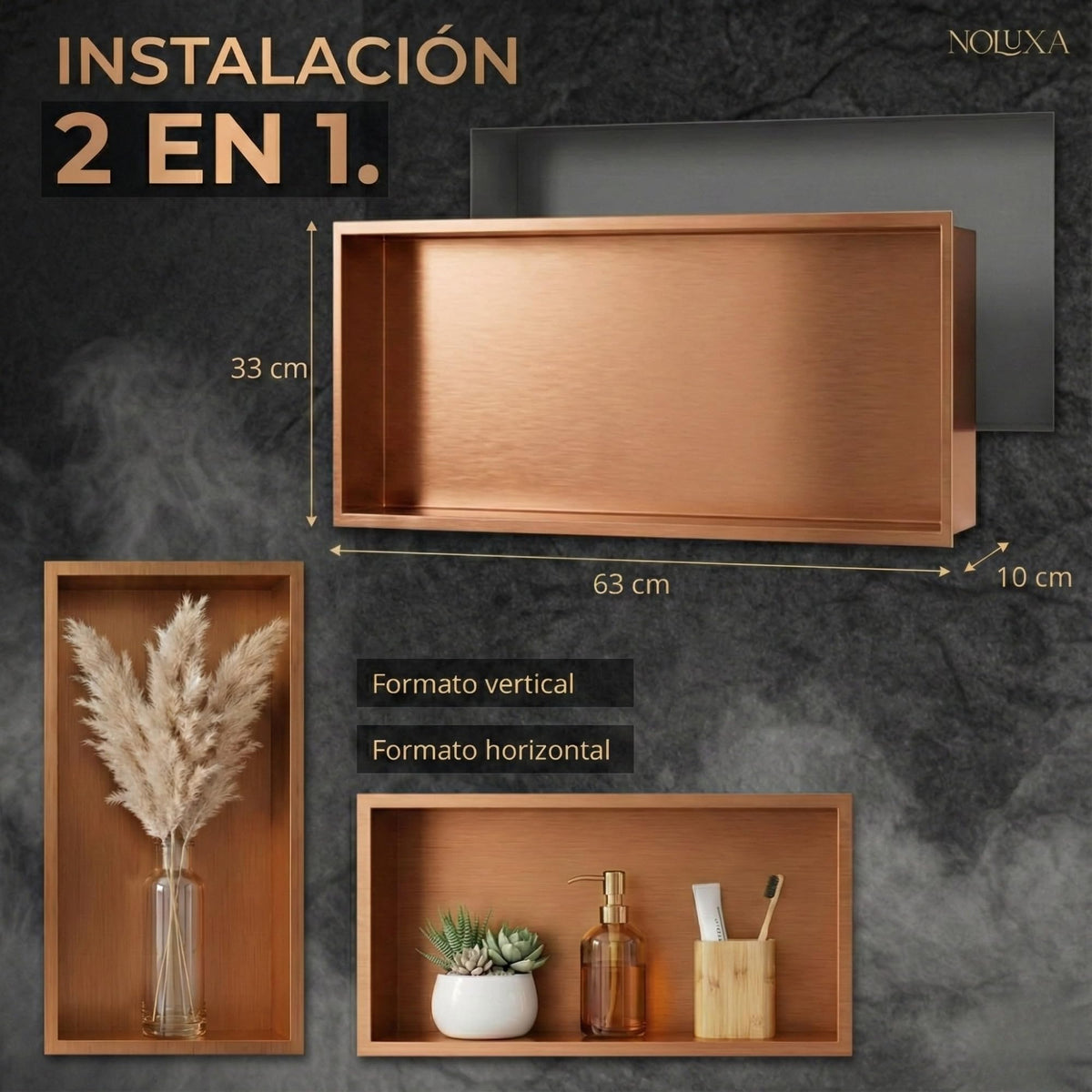 HORNACINA RECTANGULAR 63X33CM CON LUZ LED SERIE OCEANIC