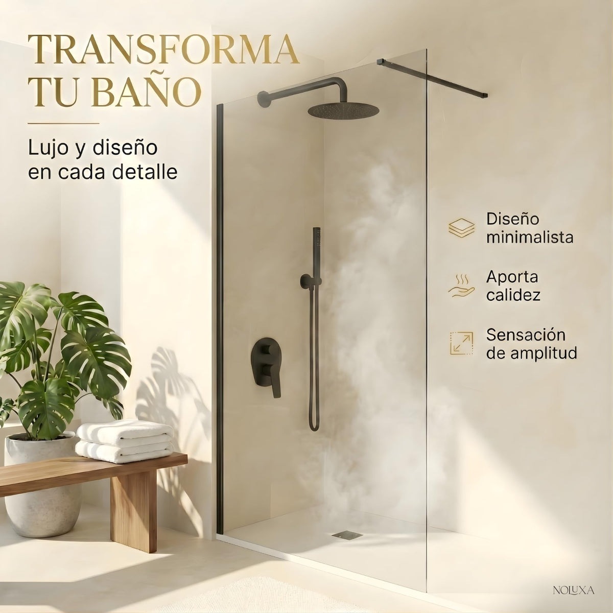 MAMPARA FIJA TRANSPARENTE SERIE SCREEN 6MM - Negro Mate