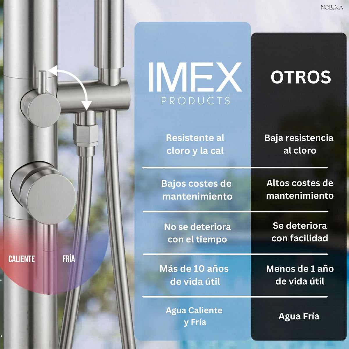 DUCHA PISCINA EXTERIOR EN ACERO INOX. S.316 SERIE FLORIDA