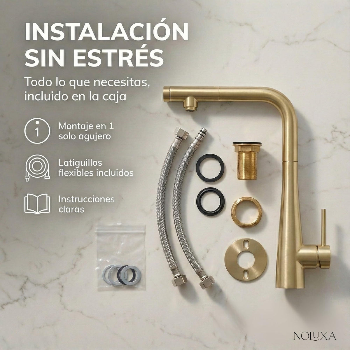 GRIFERIA DE COCINA OSMOSIS EXTRAIBLE SPLIT SERIE SPLIT Oro Cepillado