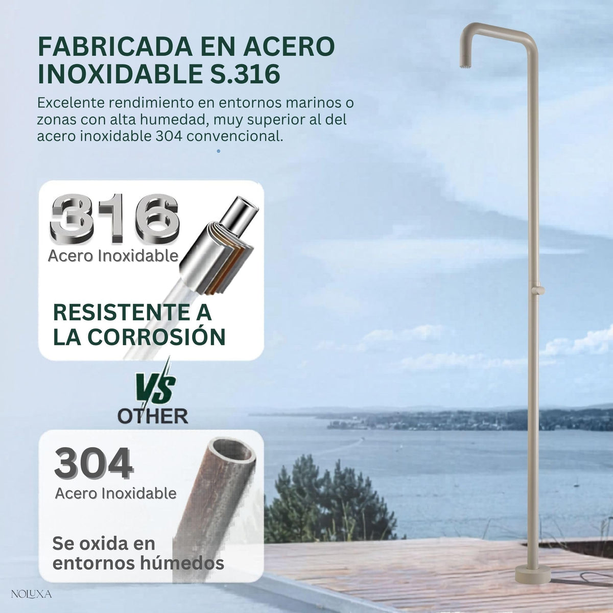 DUCHA PISCINA EXTERIOR EN ACERO INOX. S.316 SERIE UTAH