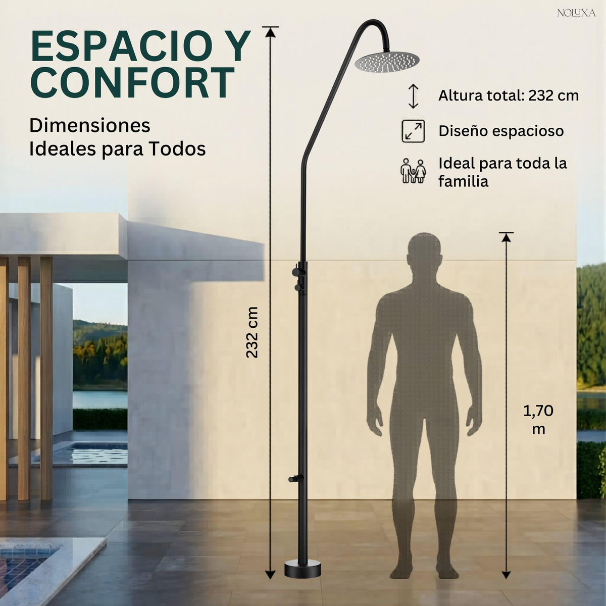 DUCHA PISCINA EXTERIOR EN ACERO INOX. S.316 SERIE DAKOTA