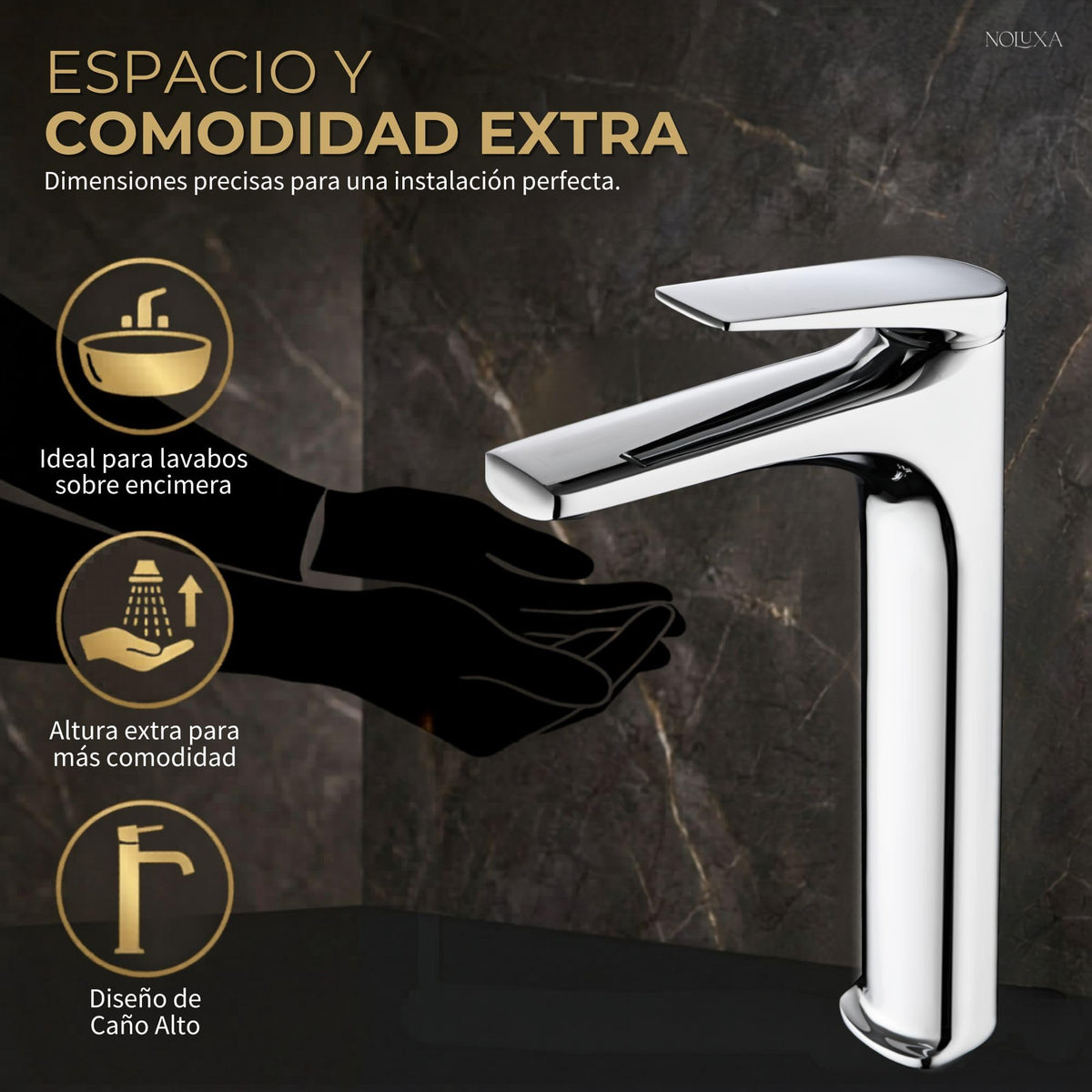 GRIFO LAVABO CAÑO ALTO MONOMANDO SERIE DELOS