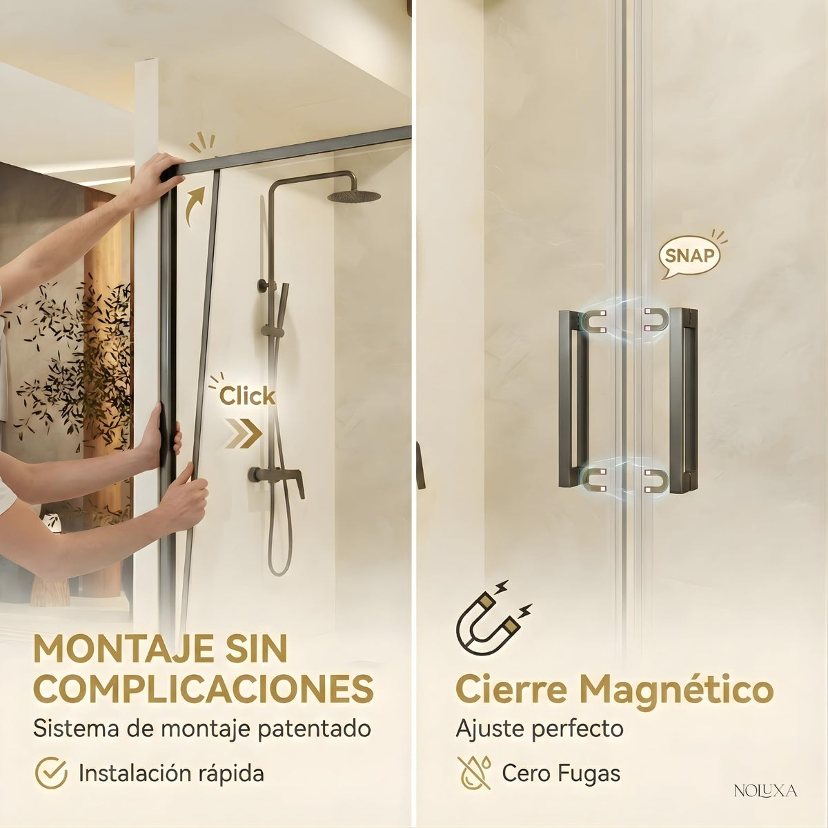 MAMPARA FRONTAL 2 FIJAS + 2 CORREDERAS SERIE STYLO - Black Gun Metal