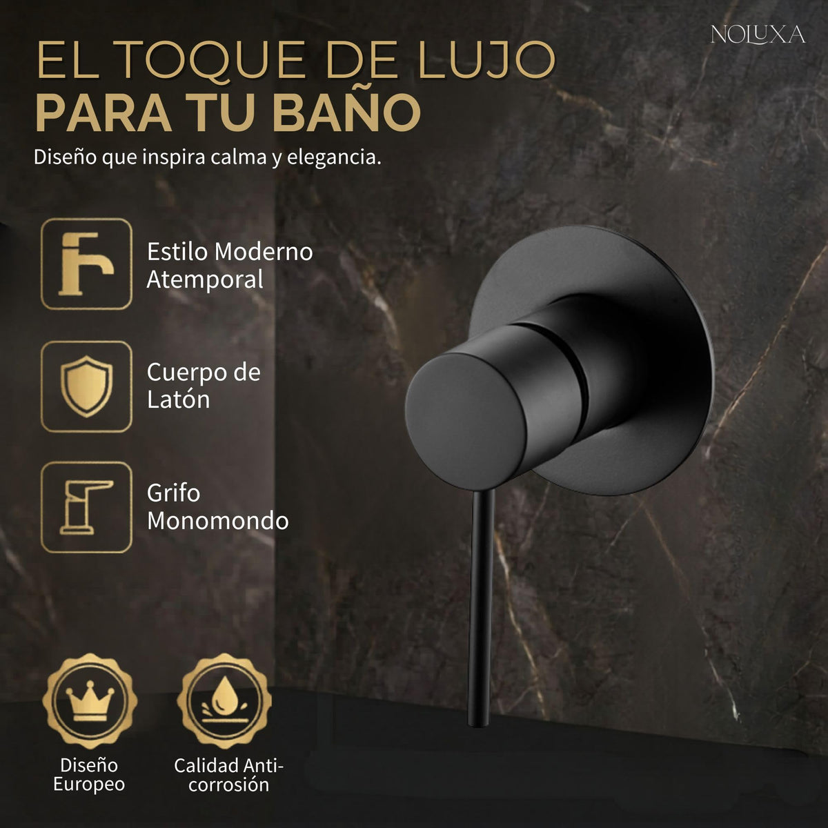 MONOMANDO EMPOTRADO LAVABO MILOS STICK Negro Mate
