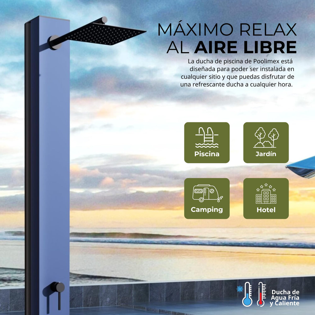DUCHA PISCINA EXTERIOR EN ACERO INOX. S.316 SERIE PHOENIX