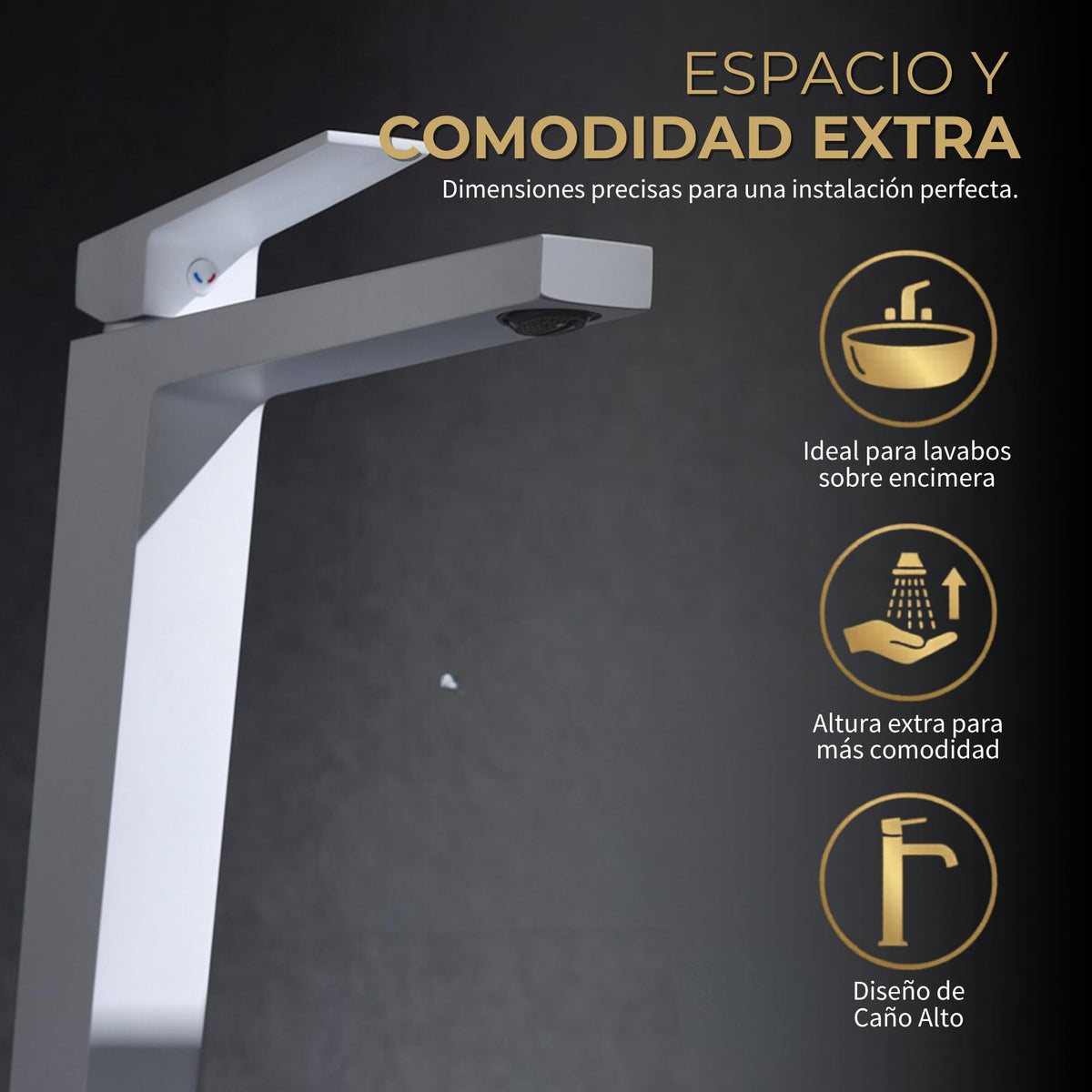 GRIFO LAVABO CAÑO ALTO MONOMANDO SERIE ART