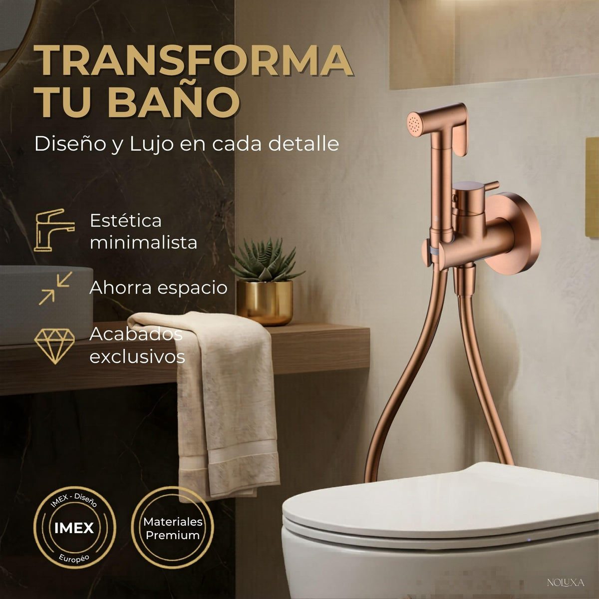 GRIFO EMPOTRADO DE BIDÉ MÚNICH SERIE MÚNICH Oro Rosa Cepillado