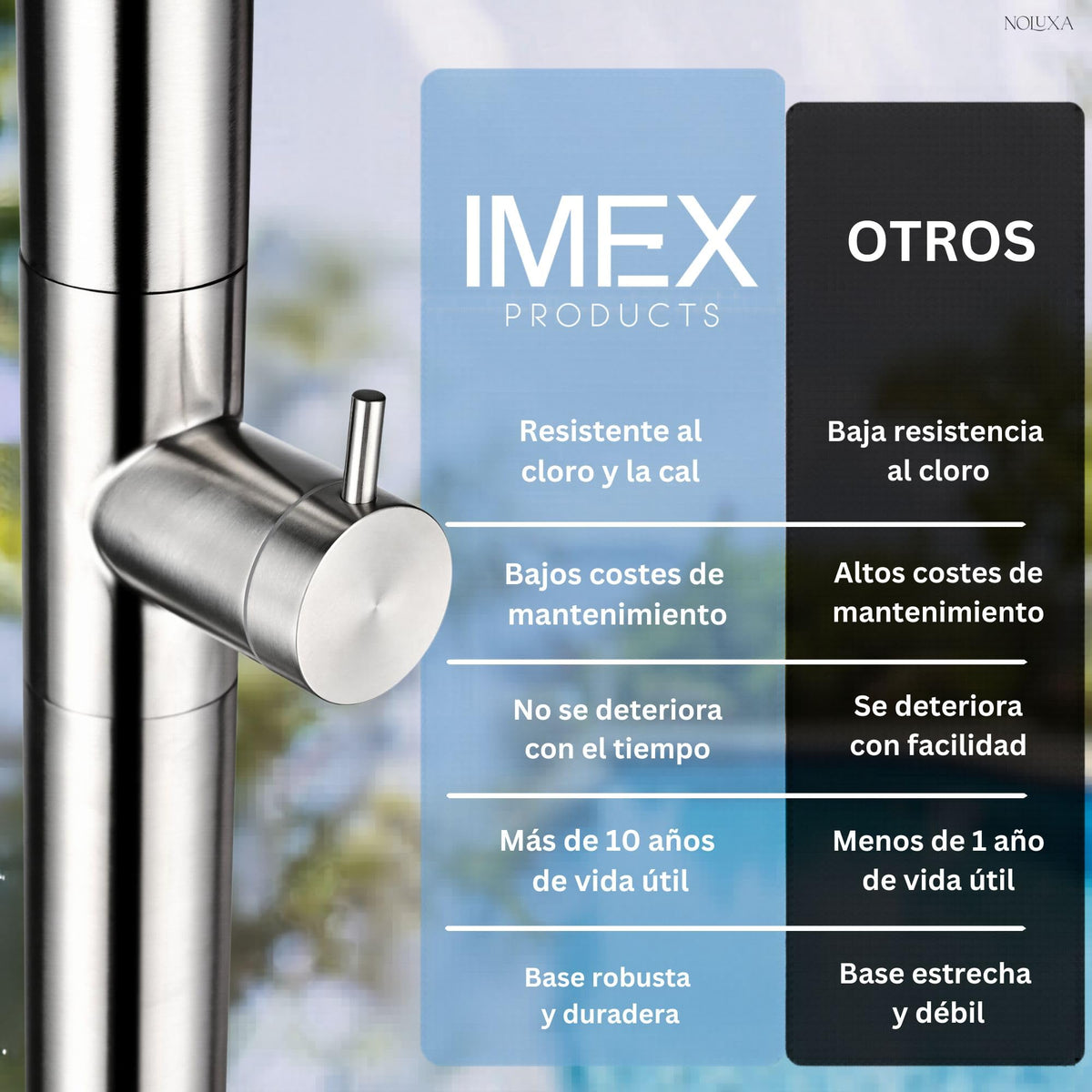 DUCHA PISCINA EXTERIOR EN ACERO INOX. S.316 SERIE NEVADA