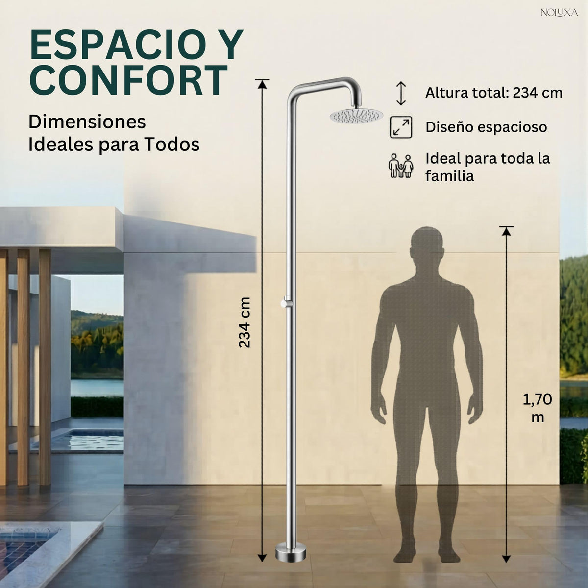 DUCHA PISCINA EXTERIOR EN ACERO INOX. S.316 SERIE OREGON