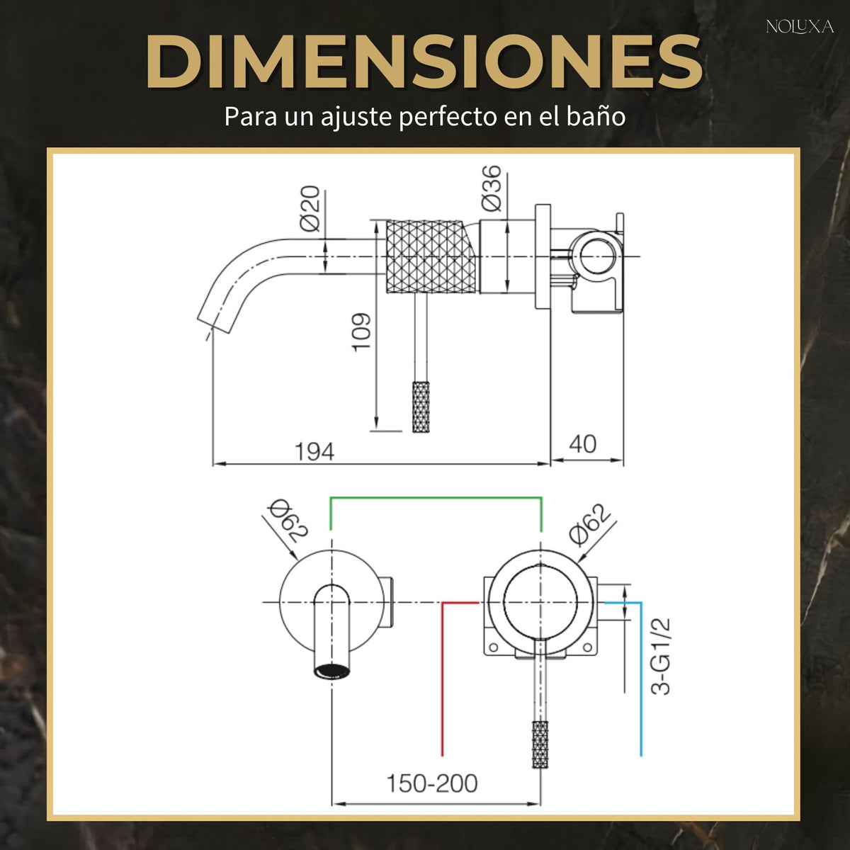 GRIFO LAVABO EMPOTRADO MONOMANDO SERIE GÉNOVA