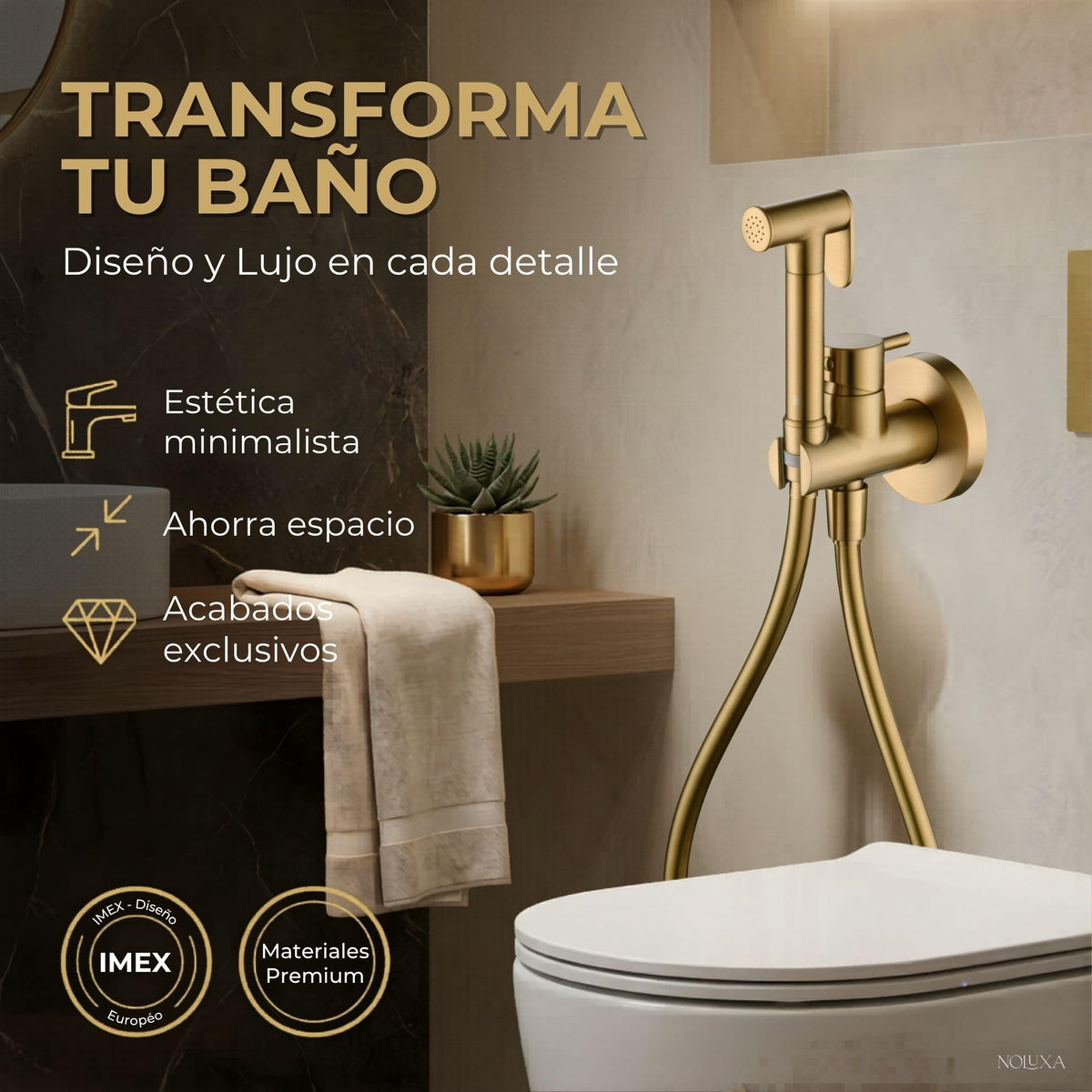 GRIFO EMPOTRADO DE BIDÉ MÚNICH SERIE MÚNICH Oro Cepillado