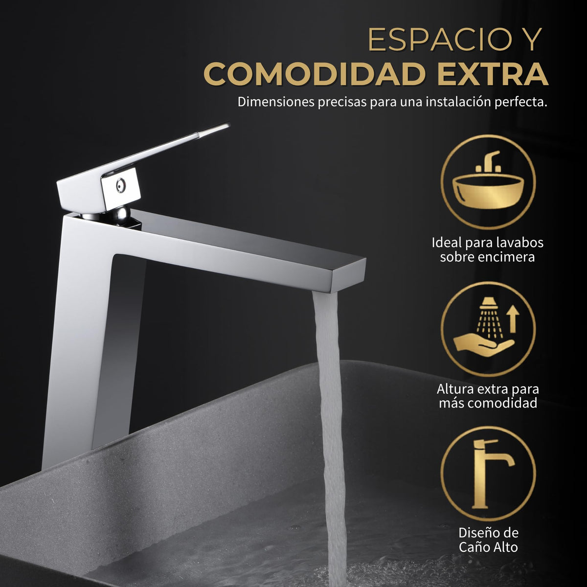 GRIFO LAVABO CAÑO ALTO MONOMANDO SERIE ART