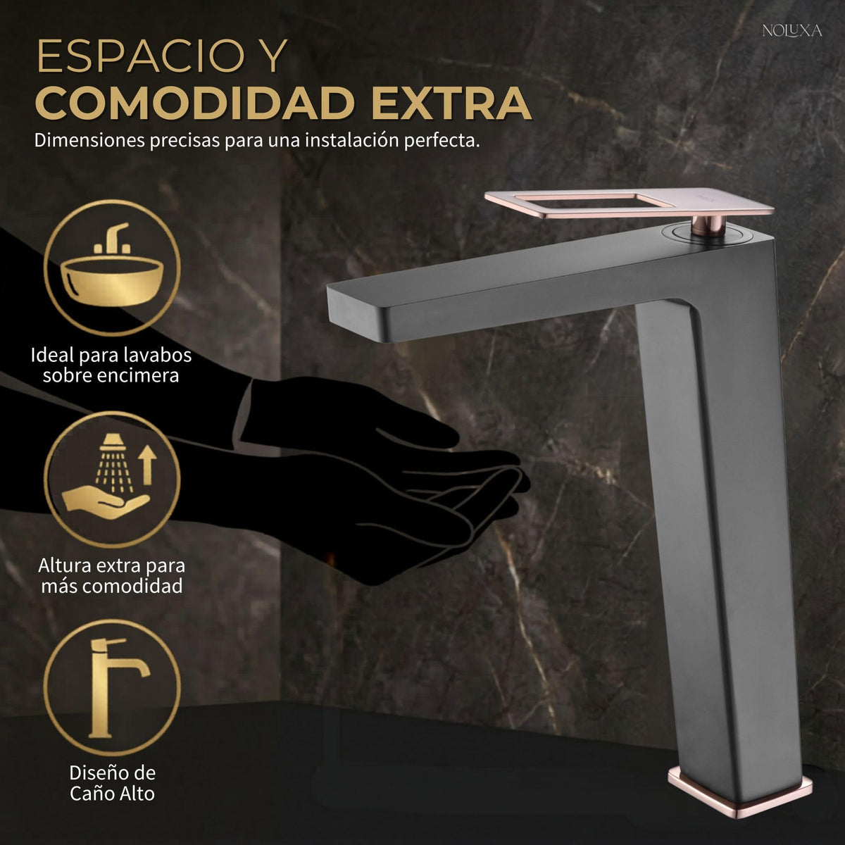 GRIFO LAVABO CAÑO ALTO MONOMANDO SERIE SUECIA