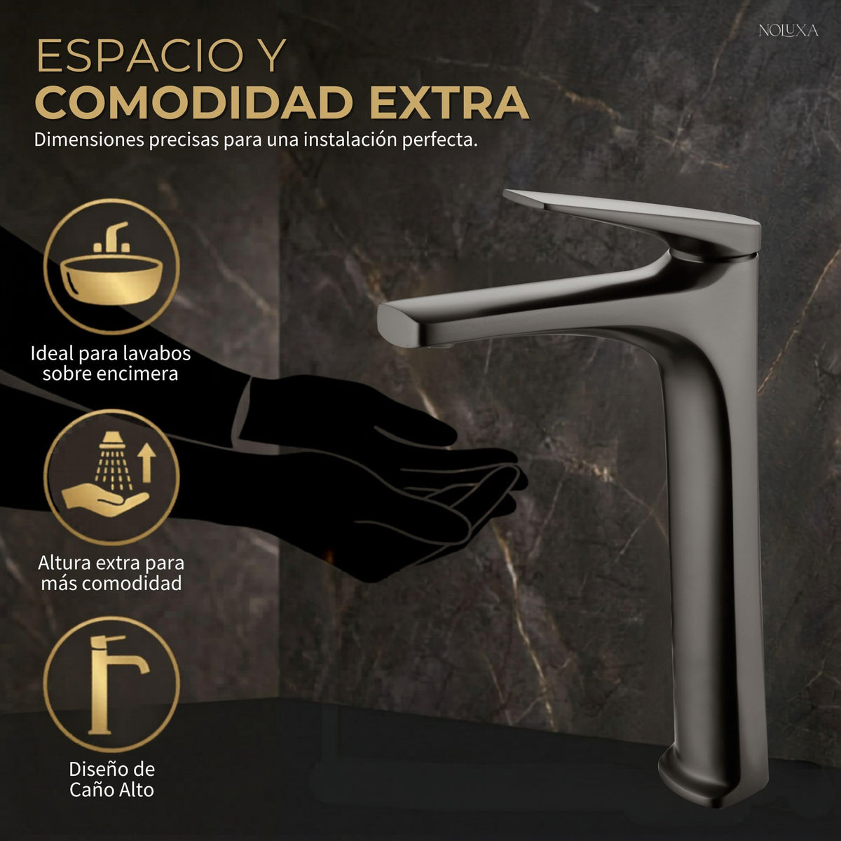 GRIFO LAVABO CAÑO ALTO MONOMANDO SERIE DELOS
