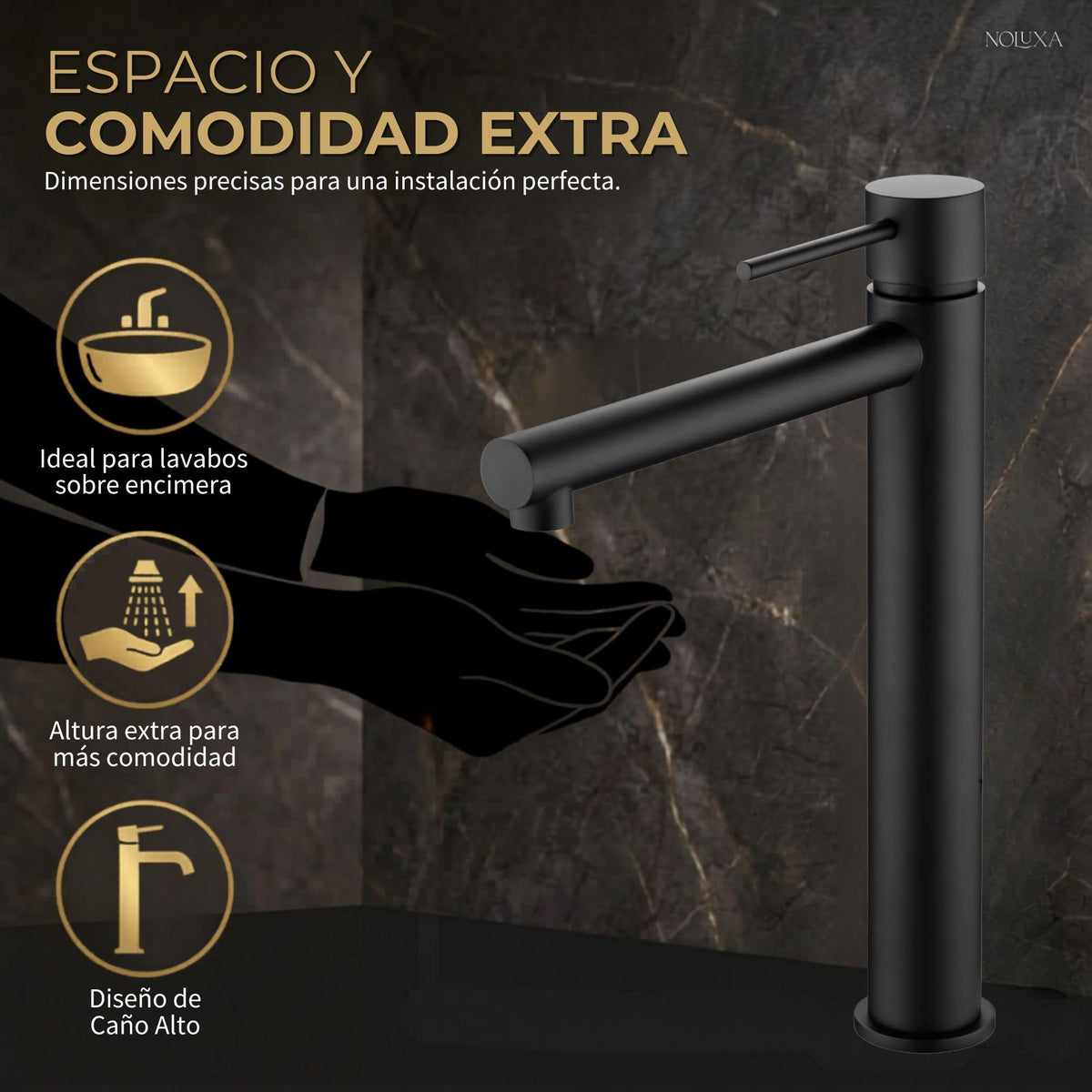 MONOMANDO LAVABO ALTO MILOS STICK Negro Mate