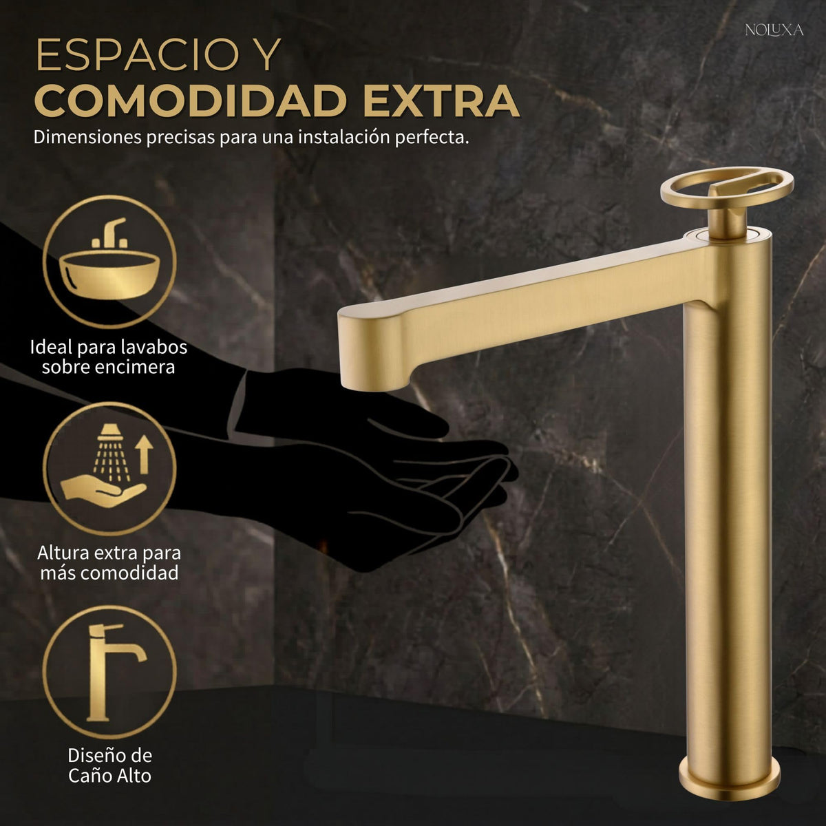 GRIFO LAVABO CAÑO ALTO MONOMANDO SERIE OLIMPO
