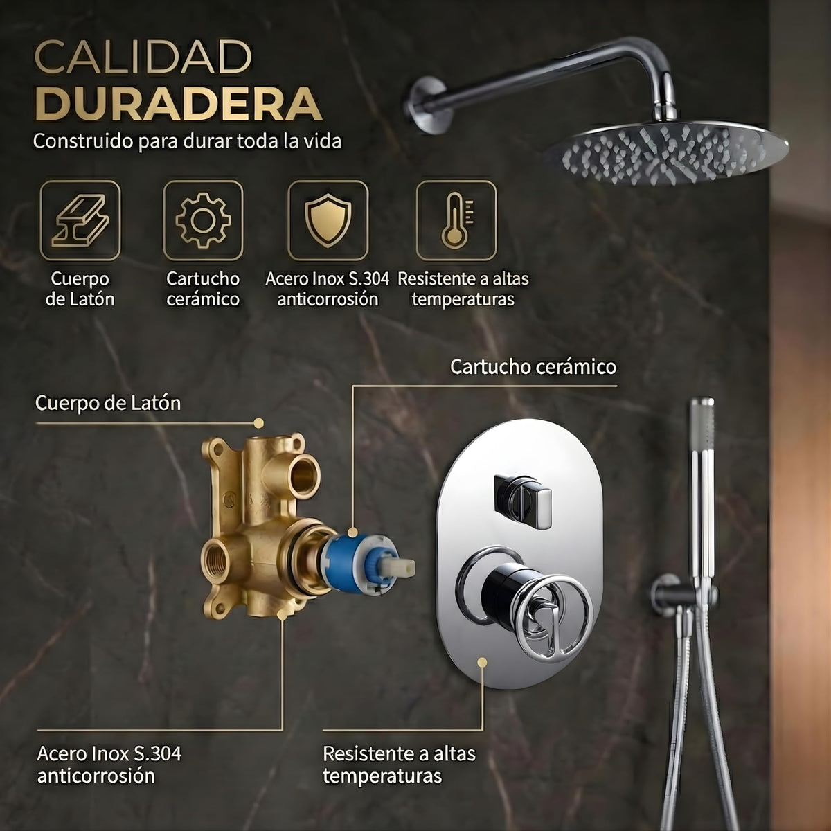 DUCHA EMPOTRADA MONOMANDO SERIE OLIMPO