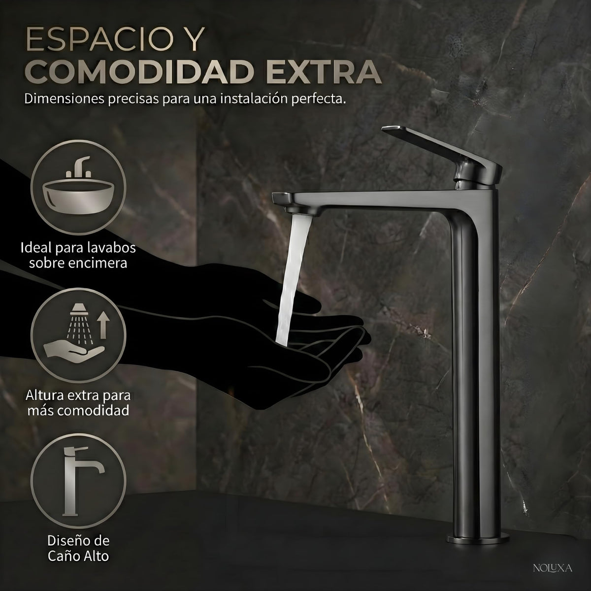 GRIFO LAVABO CAÑO ALTO MONOMANDO SERIE NÁPOLES