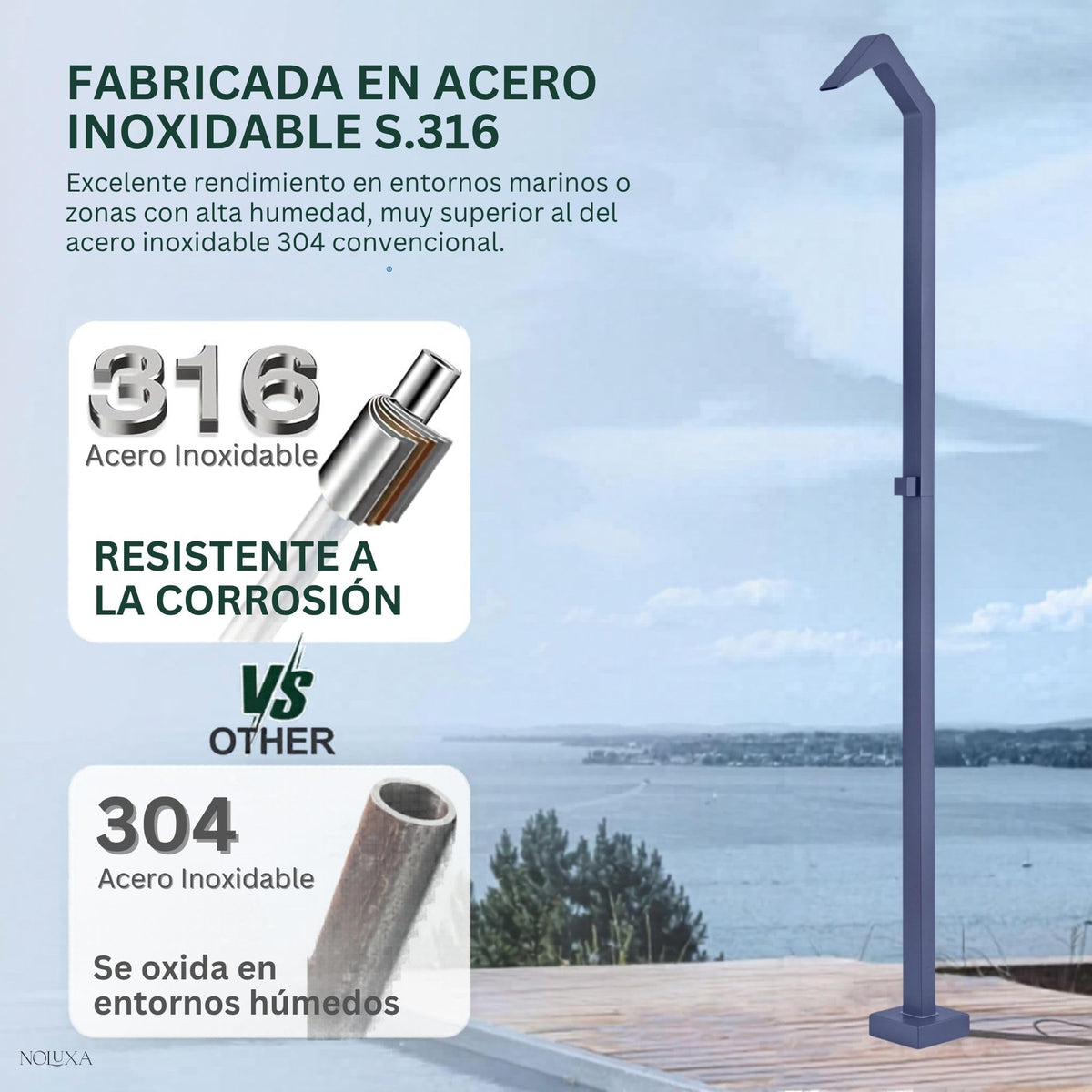 DUCHA PISCINA EXTERIOR EN ACERO INOX. S.316 SERIE NIAGARA