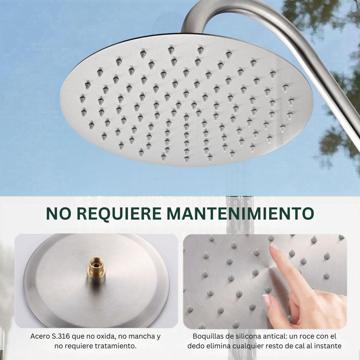 IMEX - Ducha Piscina Exterior Acero S.316 | Ducha Empotrada Suelo para Jardín, Piscina y Terraza | Grifería 1 vía (Agua Fría) con Rociador y Tratamiento Anticorrosión | Serie Colorado Acero S.316