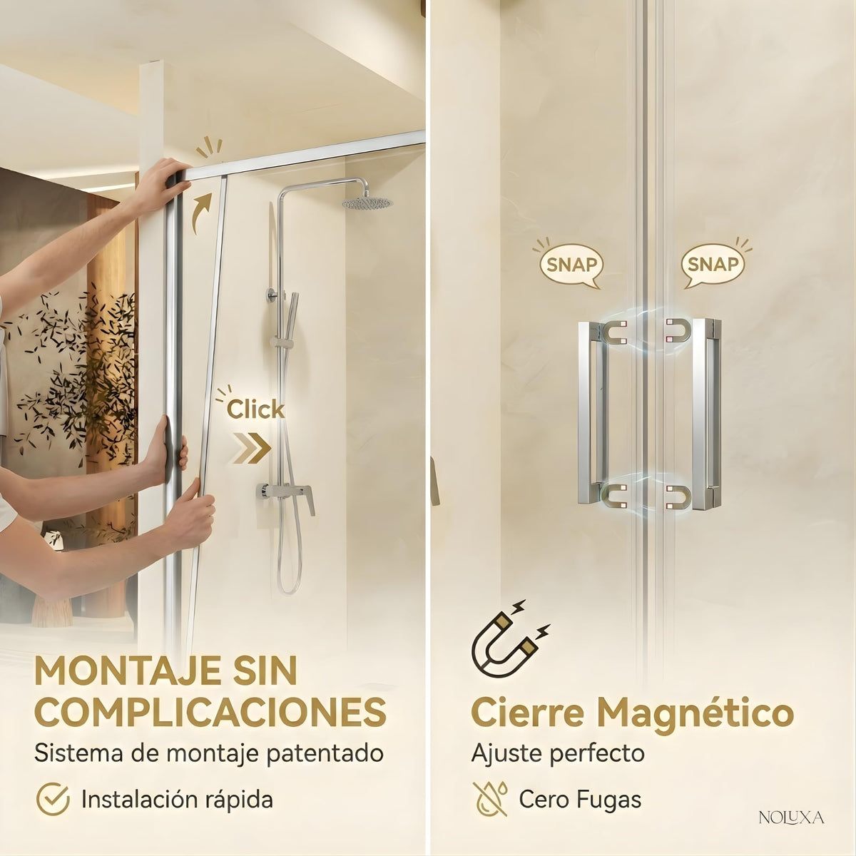 MAMPARA FRONTAL 2 FIJAS + 2 CORREDERAS SERIE STYLO - Cromado