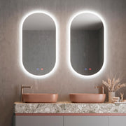LEDIMEX - Espejo 50x90cm Baño con Luz LED y Antivaho | Espejo Inteligente con Luz Fría 6500k | Ovalado con Marco Acrílico Iluminado y Sensores ON/OFF | Serie Canada 90x50