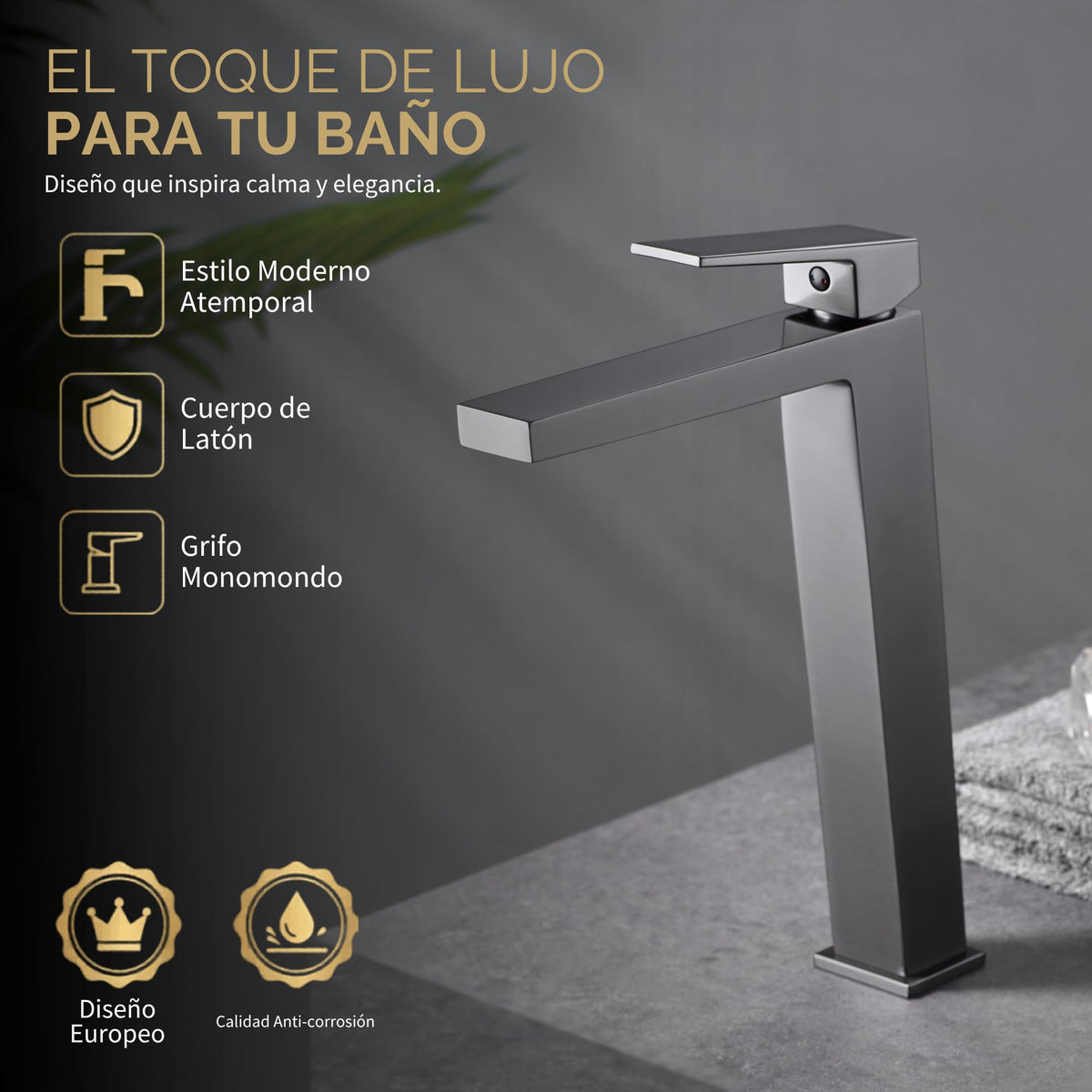 GRIFO LAVABO CAÑO ALTO MONOMANDO SERIE ART