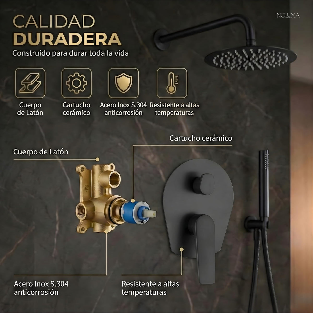 DUCHA EMPOTRADA MONOMANDO SERIE PAROS