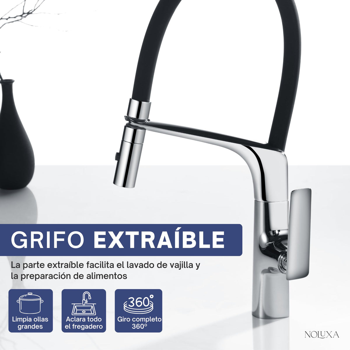 GRIFO DE COCINA EXTRAÍBLE CON DIFUSOR SERIE LANZAROTE
