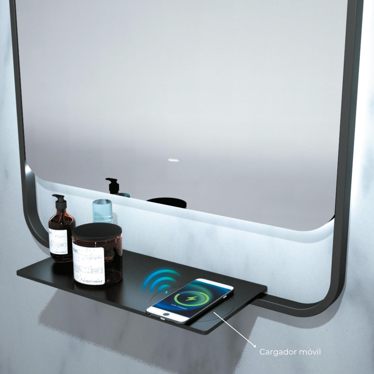 ESPEJO CONCEPT 90x80cm Negro Mate