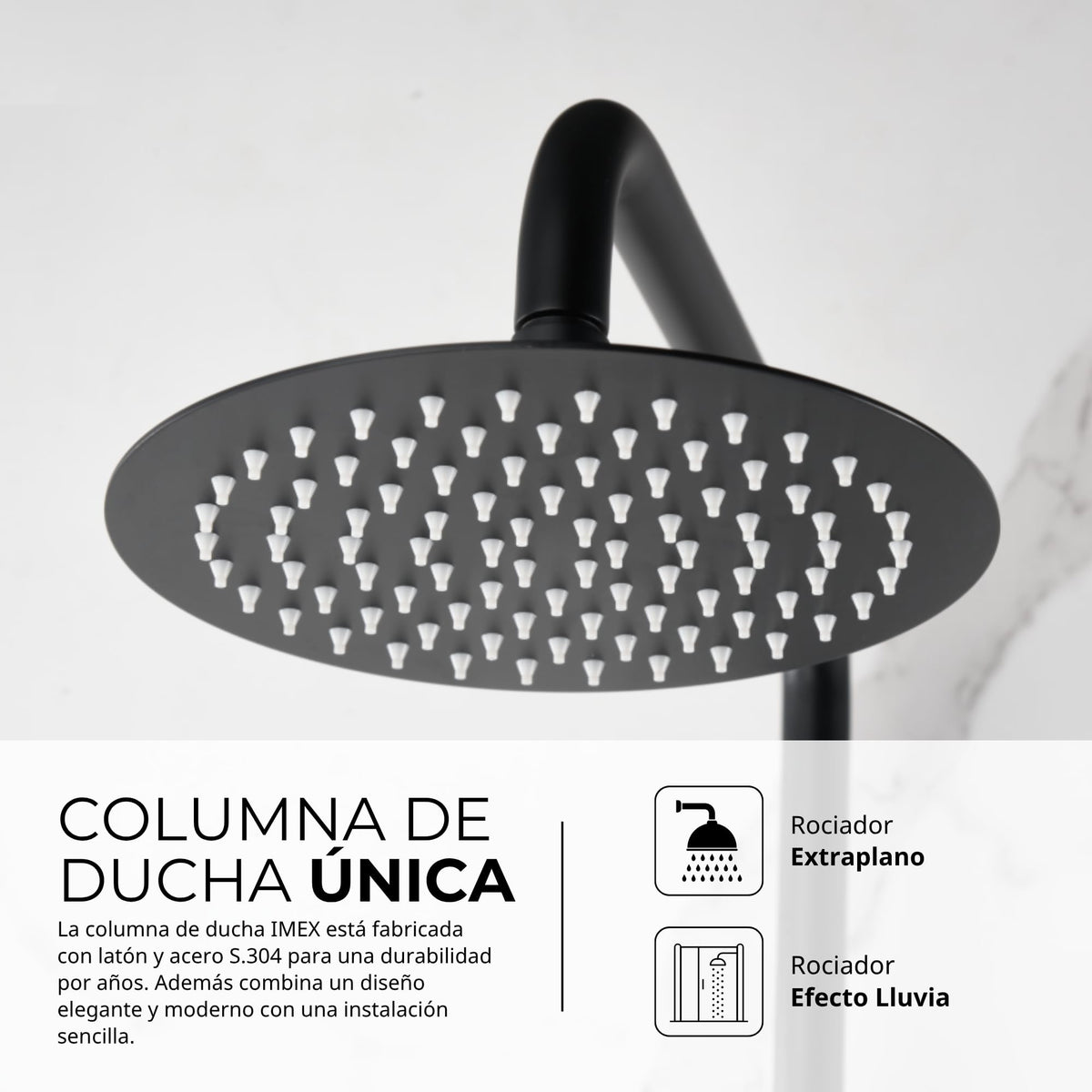 CONJUNTO DUCHA MONOMANDO LÚXOR Negro Mate